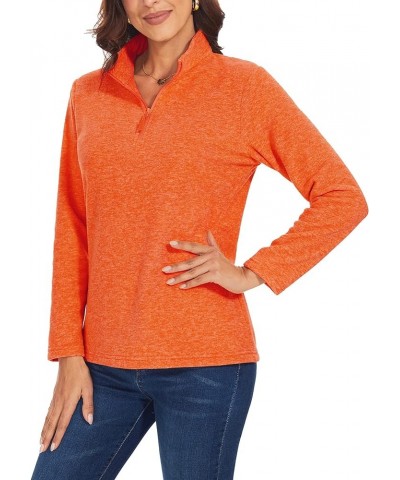 Women's Quarter Zip Pullover Sweatshirt Fleece Casual Long Sleeve Spring Fall Running Workout Tops Orange $17.50 Activewear