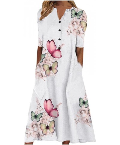 Womens Summer Dresses 2024 Casual Plus Size Dress Trendy Floral Boho Dress Flowy Spring Dress Shirt Dress with Pocket 006-pin...