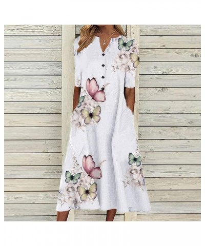 Womens Summer Dresses 2024 Casual Plus Size Dress Trendy Floral Boho Dress Flowy Spring Dress Shirt Dress with Pocket 006-pin...