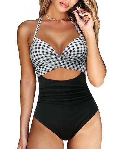 Women's One Piece Swimsuit Tummy Control Cutout High Waisted Bathing Suit Wrap Tie Back Swimsuits A-white $9.66 Swimsuits