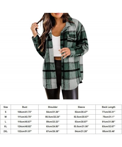 Plaid Shacket Womens Flannel Jacket Casual Fall Plaid Shacket Jacket Button Down Long Sleeve Shirt with Pockets 01-green $14....