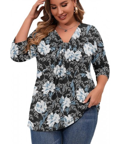 Plus Size Women Tops 3/4 Sleeve Shirts Maternity V Neck Tunic Loose Fitting Outfits Flowy Blouses Casual Clothing A015-lily $...