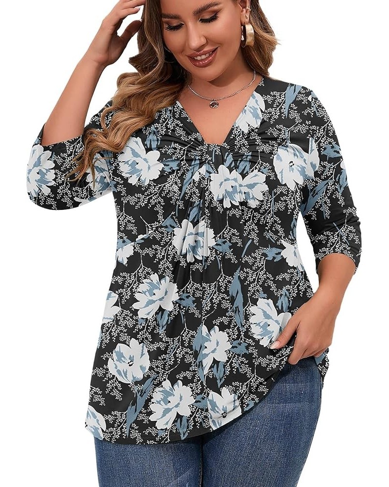 Plus Size Women Tops 3/4 Sleeve Shirts Maternity V Neck Tunic Loose Fitting Outfits Flowy Blouses Casual Clothing A015-lily $...