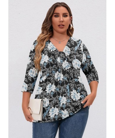 Plus Size Women Tops 3/4 Sleeve Shirts Maternity V Neck Tunic Loose Fitting Outfits Flowy Blouses Casual Clothing A015-lily $...