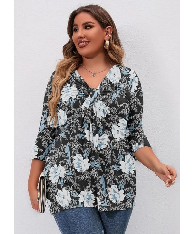 Plus Size Women Tops 3/4 Sleeve Shirts Maternity V Neck Tunic Loose Fitting Outfits Flowy Blouses Casual Clothing A015-lily $...