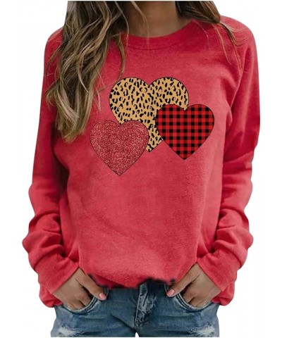 Valentine's Day Sweatshirt Women Long Sleeve Crew Neck Shirts Heart Print Blouse Casual Pullover Loose Fit Tunic Tops 5❤❤red_...