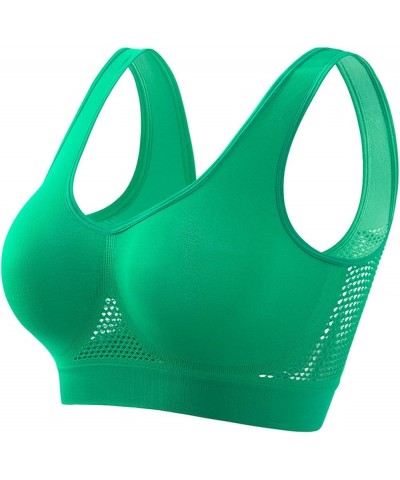 Breathable Cool Liftup Air Bra,2024 Women Seamless Wireless Sports Bra Hollow Mesh Hole Yoga Running Workout Gym Bra A4-green...