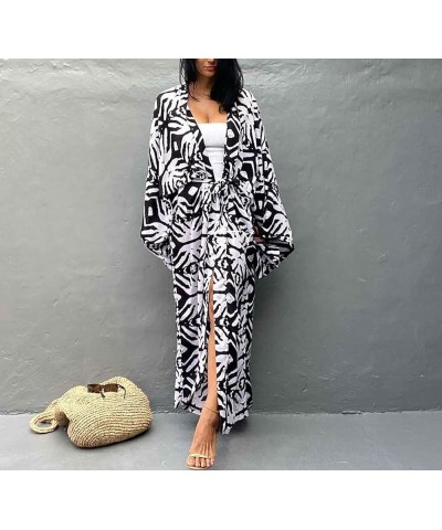 Bestyyou Women's Printed Kimono Cardigan with Tie Long Robe Dress Belted Bikini Swimsuit Cover Up Swimwear Print 27 $16.42 Sw...