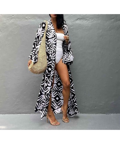 Bestyyou Women's Printed Kimono Cardigan with Tie Long Robe Dress Belted Bikini Swimsuit Cover Up Swimwear Print 27 $16.42 Sw...