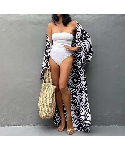 Bestyyou Women's Printed Kimono Cardigan with Tie Long Robe Dress Belted Bikini Swimsuit Cover Up Swimwear Print 27 $16.42 Sw...