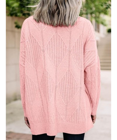 Womens Turtleneck Oversized Pullover Sweater Fall Long Sleeve Cable Knitted Sweaters Warm Side Slit Jumper Tops Pink $14.27 S...