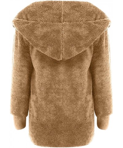 Womens Winter Coats Warm Fuzzy Fleece Jackets Sweatshirts Casual Open Front Hoodie Cardigan Outerwear with Pockets Khaki $8.3...