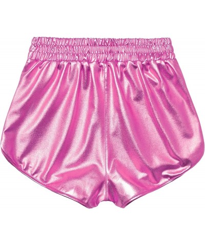 Women's Metallic Shiny Shorts Sparkly Hot Yoga Outfit Pink $10.25 Shorts