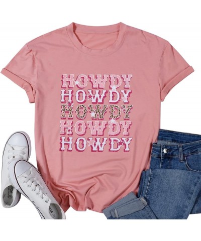 Howdy Cowgirl Shirt Women Western Southern Retro Shirt Cute Country Music Graphic Tees Summer Colorful Shirt Pink $9.02 T-Shirts