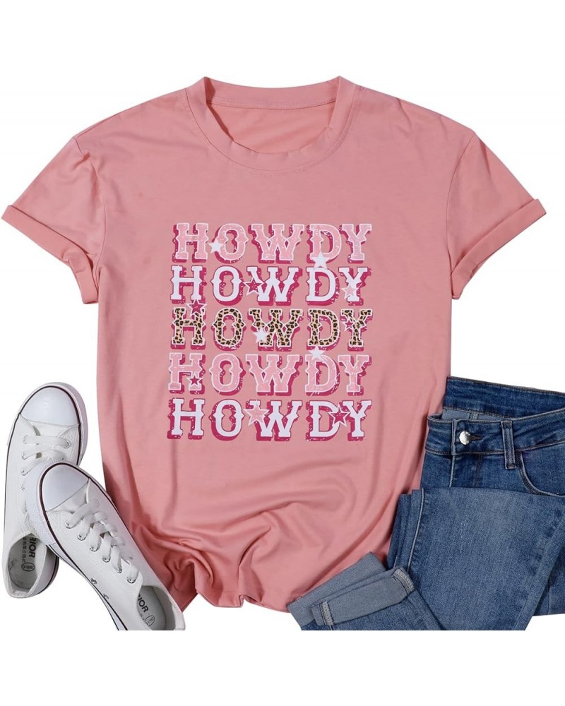 Howdy Cowgirl Shirt Women Western Southern Retro Shirt Cute Country Music Graphic Tees Summer Colorful Shirt Pink $9.02 T-Shirts