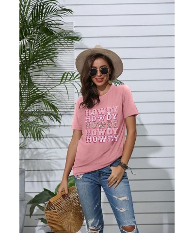 Howdy Cowgirl Shirt Women Western Southern Retro Shirt Cute Country Music Graphic Tees Summer Colorful Shirt Pink $9.02 T-Shirts