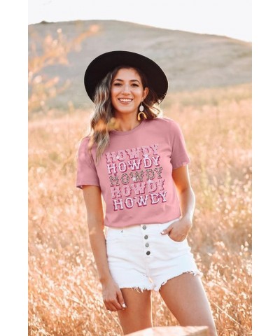 Howdy Cowgirl Shirt Women Western Southern Retro Shirt Cute Country Music Graphic Tees Summer Colorful Shirt Pink $9.02 T-Shirts