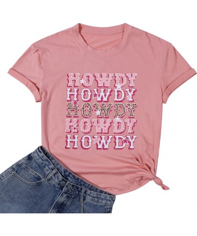 Howdy Cowgirl Shirt Women Western Southern Retro Shirt Cute Country Music Graphic Tees Summer Colorful Shirt Pink $9.02 T-Shirts