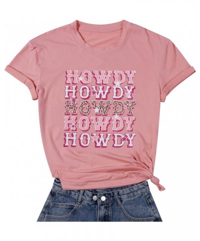 Howdy Cowgirl Shirt Women Western Southern Retro Shirt Cute Country Music Graphic Tees Summer Colorful Shirt Pink $9.02 T-Shirts