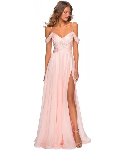 Cold Shoulder Chiffon Bridesmaid Dresses for Wedding with Pockets V Neck Long Prom Dress Formal Evening Gown Gold $24.20 Dresses