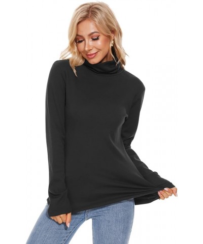 Fleece Lined Cotton Turtleneck Shirt Women Long Sleeve High Neck Thermal Shirts 1/2Packs Black*2-turtleneck $11.50 Underwear