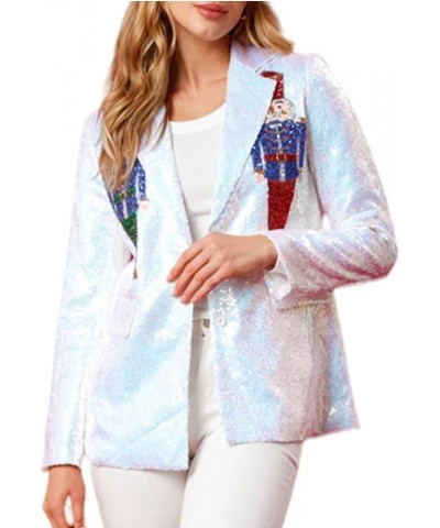 Christmas Nutcracker Sequin Blazer for Women Nutcracker Jacket Glitter Blazer Shiny Suit Jacket Holiday Dresses White $16.16 ...