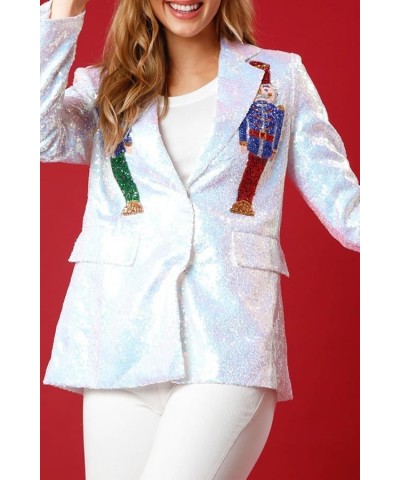 Christmas Nutcracker Sequin Blazer for Women Nutcracker Jacket Glitter Blazer Shiny Suit Jacket Holiday Dresses White $16.16 ...