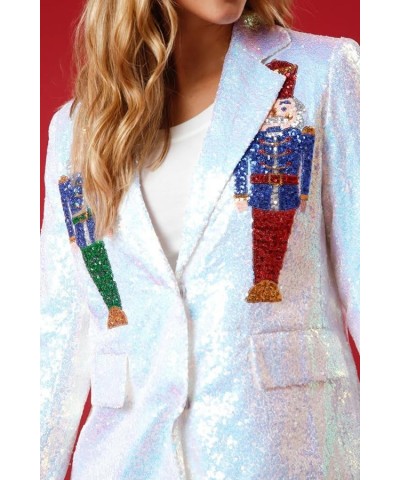 Christmas Nutcracker Sequin Blazer for Women Nutcracker Jacket Glitter Blazer Shiny Suit Jacket Holiday Dresses White $16.16 ...