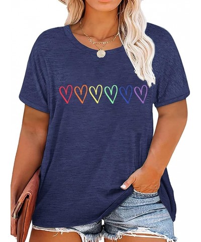 Plus Size Pride Shirt for Women Rainbow Graphic Tees LGBTQ Equality T-Shirt Funny Letter Print Short Sleeve Tops Blouse Blue2...