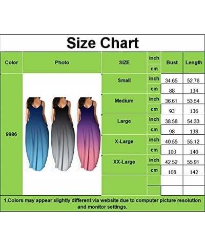 Women's Maxi Dresses Summer Sleeveless Loose Colorful with Pocket Casual Long Sundress Plus Size Blue9986 $18.54 Dresses