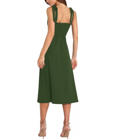 Womens Elegant Square Neck Bridesmaid Dresses Split Mid Formal Dress Cocktail Party Dress for Wedding Guest Army Green $18.48...