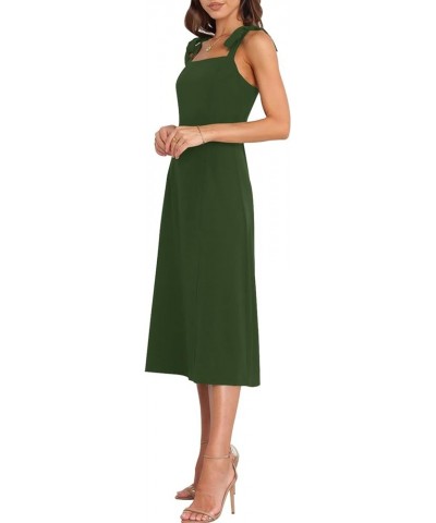 Womens Elegant Square Neck Bridesmaid Dresses Split Mid Formal Dress Cocktail Party Dress for Wedding Guest Army Green $18.48...