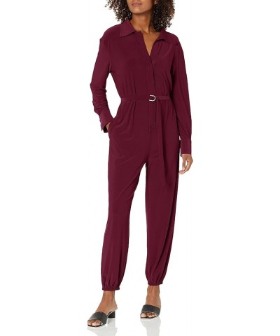 Women's Shirt Jog Jumpsuit Plum $52.70 Jumpsuits