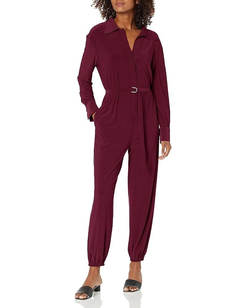 Women's Shirt Jog Jumpsuit Plum $52.70 Jumpsuits