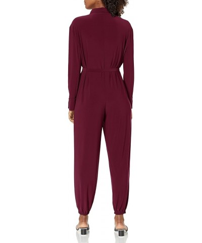 Women's Shirt Jog Jumpsuit Plum $52.70 Jumpsuits