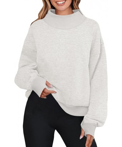 Women's 2024 Oversized Sweatshirts Turtleneck Long Sleeve Chunky Loose Fleece Y2K Pullover Hoodies Tops Stone $25.19 Hoodies ...