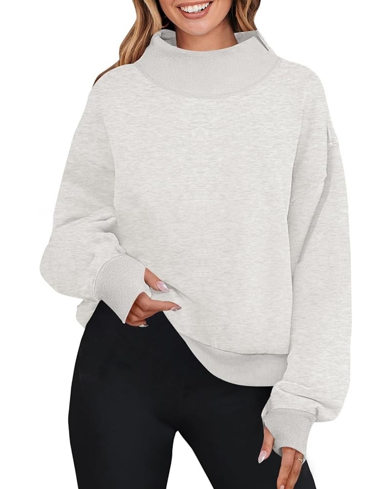 Women's 2024 Oversized Sweatshirts Turtleneck Long Sleeve Chunky Loose Fleece Y2K Pullover Hoodies Tops Stone $25.19 Hoodies ...