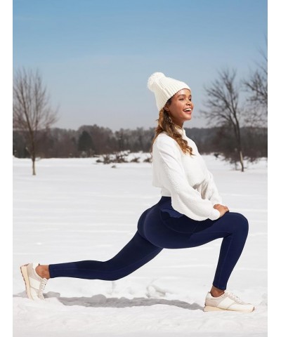 Fleece Lined Leggings Women Thermal Leggings for Women with Pockets Warm Leggings for Winter Yoga Pants Blue $14.24 Leggings