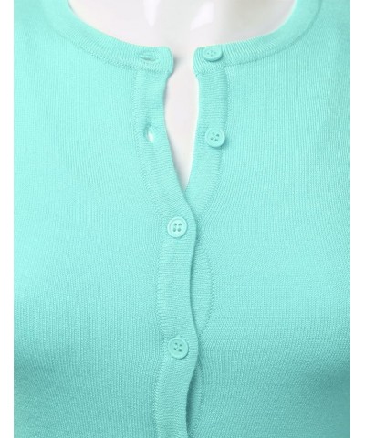 Women's Button Down 3/4 Sleeve Crew Neck Knit Cardigan Sweater (S-3X) Fsw024_iceblue $18.28 Sweaters