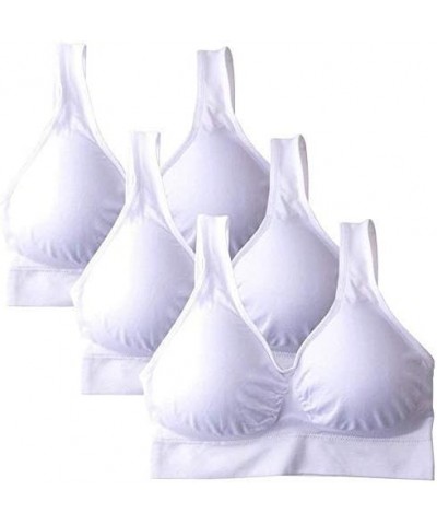 New Upgrade Padded Sports Bras for Women Freedom Seamless Spandex Yoga Bra Pack of 3 White $9.55 Lingerie