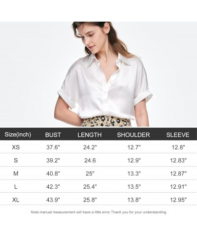 Silk Blouse for Women Button Down Shirts: Women's Short Sleeve Elegant Shirt 100% Pure Silk Casual Tops Summer Luxury Blouses...