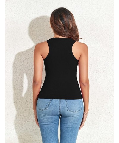 Women Sleeveless Crew Neck Tank Tops Slim Fit Yoga/Workout Stretch Layer T Shirt 50108 Racerback Black $12.88 Tanks