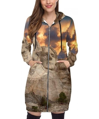 Zip Up Hoodie Women - Long Sleeve Fall Hoodeds Monarch Butterflies Sweatshirts Fall Jacket Coat with Pockets Mount Rushmore N...