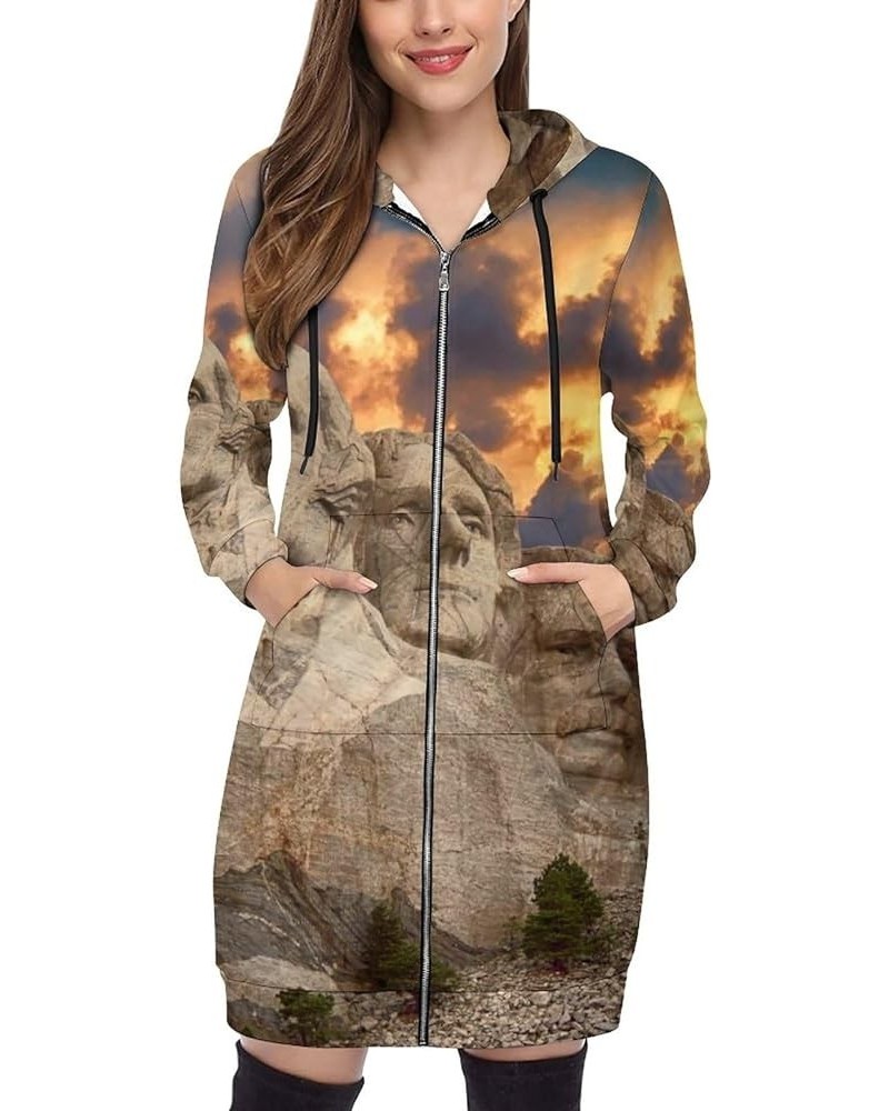 Zip Up Hoodie Women - Long Sleeve Fall Hoodeds Monarch Butterflies Sweatshirts Fall Jacket Coat with Pockets Mount Rushmore N...