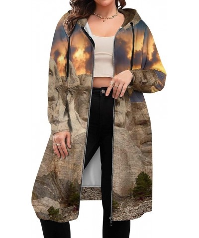 Zip Up Hoodie Women - Long Sleeve Fall Hoodeds Monarch Butterflies Sweatshirts Fall Jacket Coat with Pockets Mount Rushmore N...