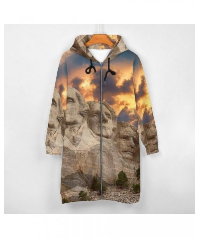 Zip Up Hoodie Women - Long Sleeve Fall Hoodeds Monarch Butterflies Sweatshirts Fall Jacket Coat with Pockets Mount Rushmore N...