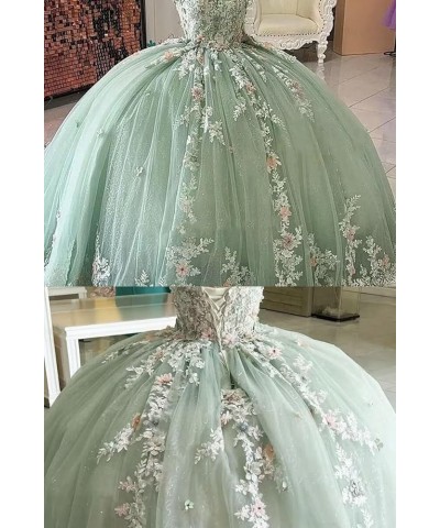 Princess Beaded Lace Quinceanera Dresses Ball Gown 2023 Strapless 3D Flowers Prom Dresses Puffy Sweet 15 16 Gown WZY75 Blush ...