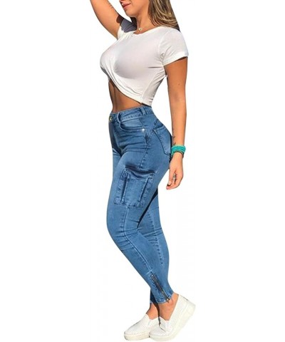 Womens High Waist Skinny Jeans Casual Double Breasted Multi Button Slim Fit Elastic Trousers Double Plus Size Pants X5-light ...