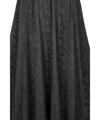 Women's Peasant High Waistband A Line Flared Floral Embroidered Panel Long Flowy Maxi Skirt Plus Size S - 3X Black $28.68 Skirts