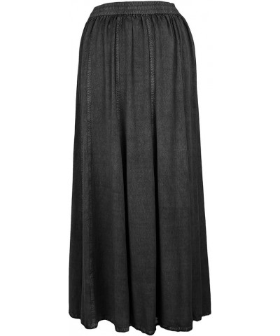 Women's Peasant High Waistband A Line Flared Floral Embroidered Panel Long Flowy Maxi Skirt Plus Size S - 3X Black $28.68 Skirts